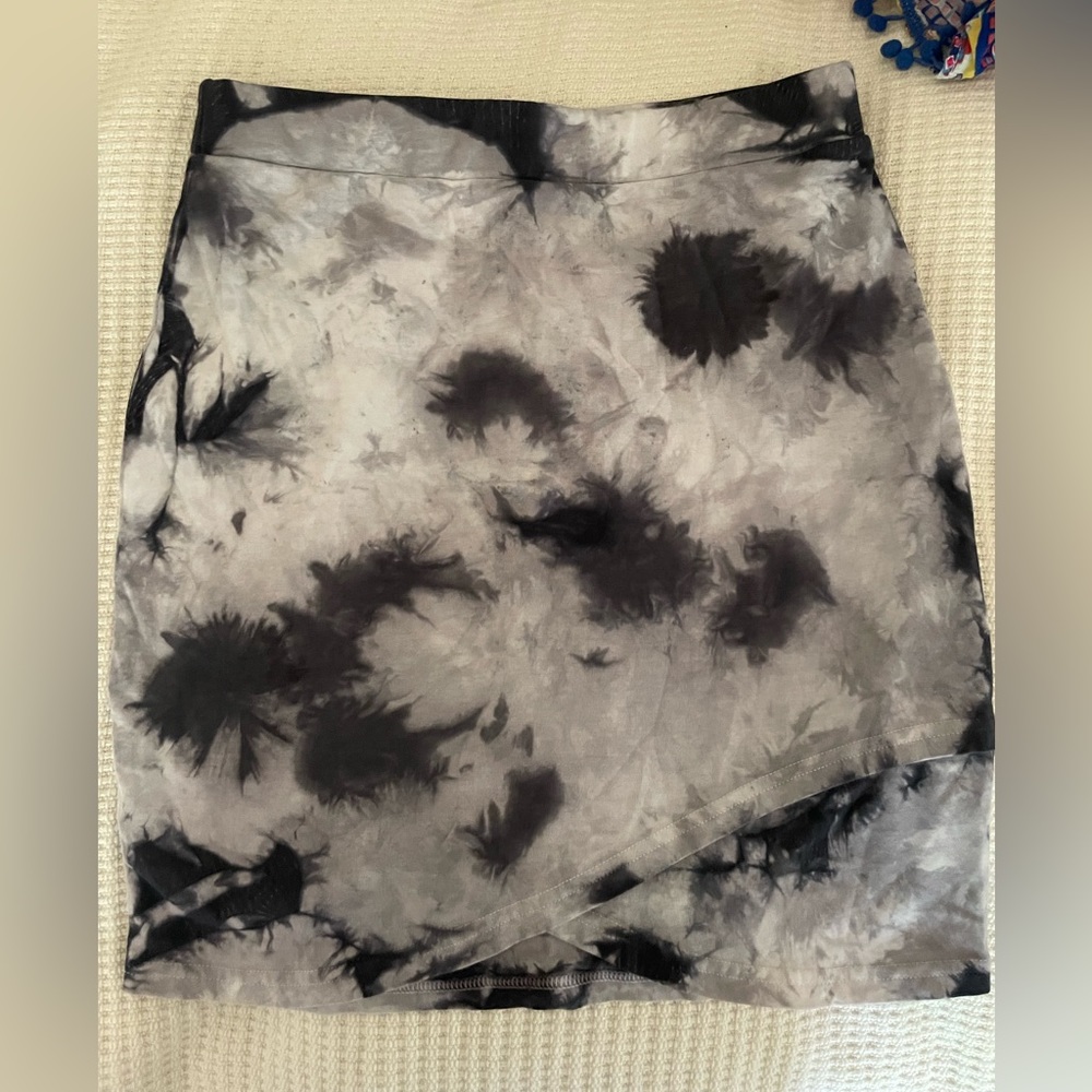 Talula cozy bandage skirt in muted purple tie dye tones, easy coverup